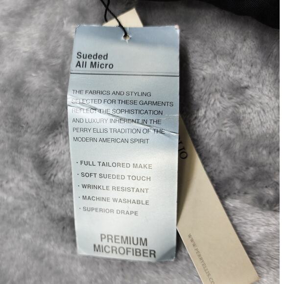 NEW Perry Ellis Portfolio Pants Mens 42/30 Black Sueded Microfiber Flat Front - Picture 4 of 14